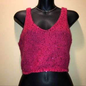 Pink glitter cropped top
